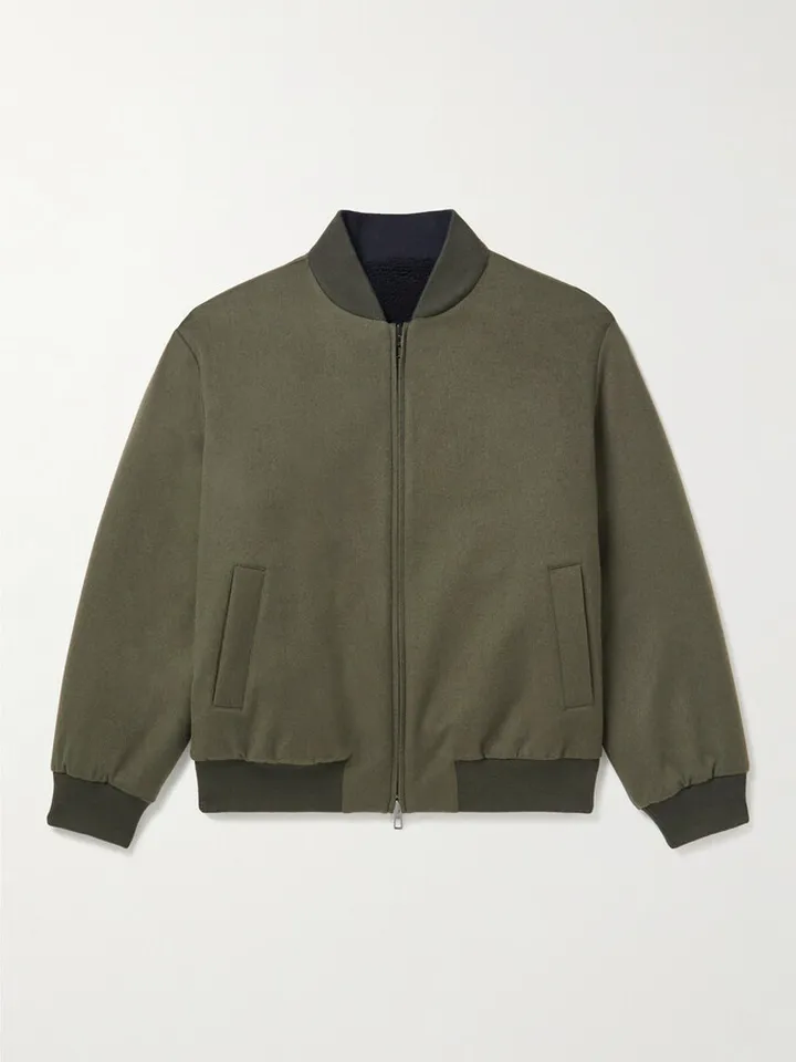 Ivy Reversible Fleece-Lined Cashmere Bomber Jacket