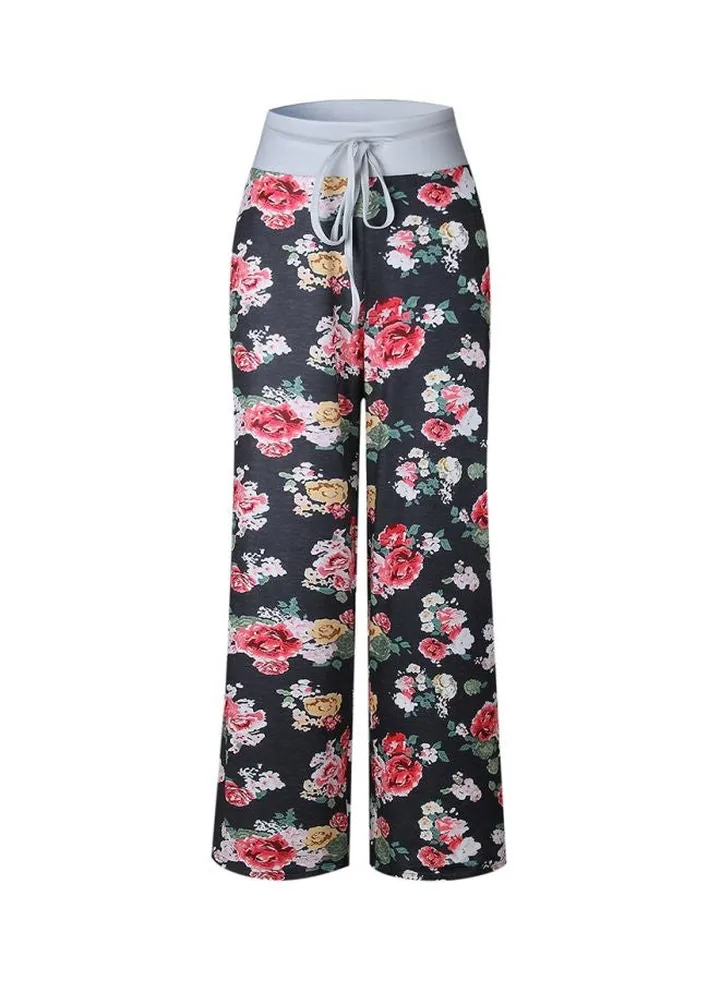 Floral Printed Pants Black/Red/Green