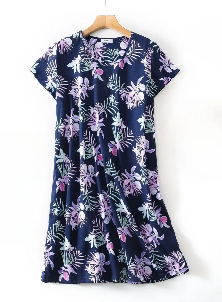 Cute Cartoon Cotton Homewear Knitted Sweet Large Short Sleeve Round