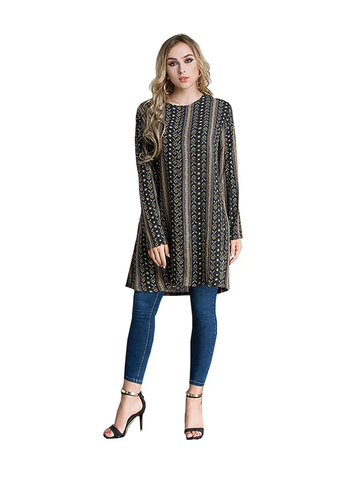Long Sleeve Plus Size Top Black/White/Red