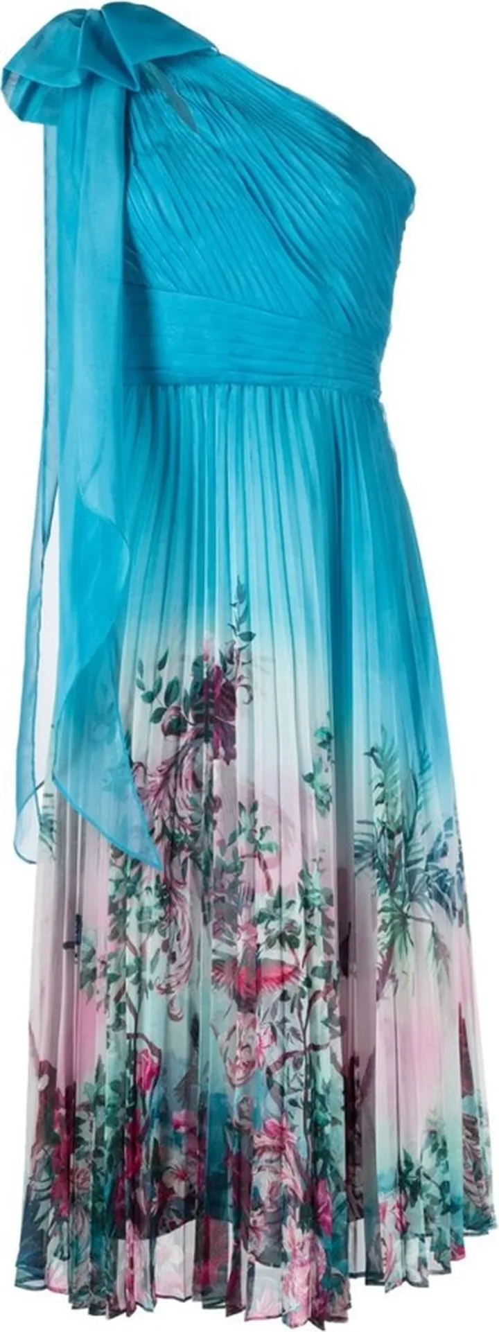 Floral-Print Pleated Dress