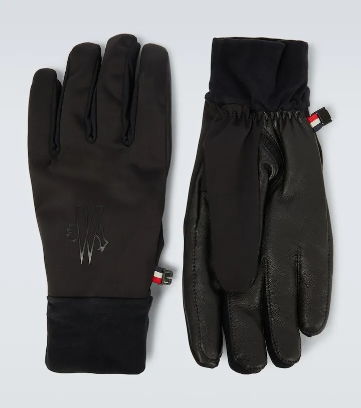 Technical nylon and leather gloves