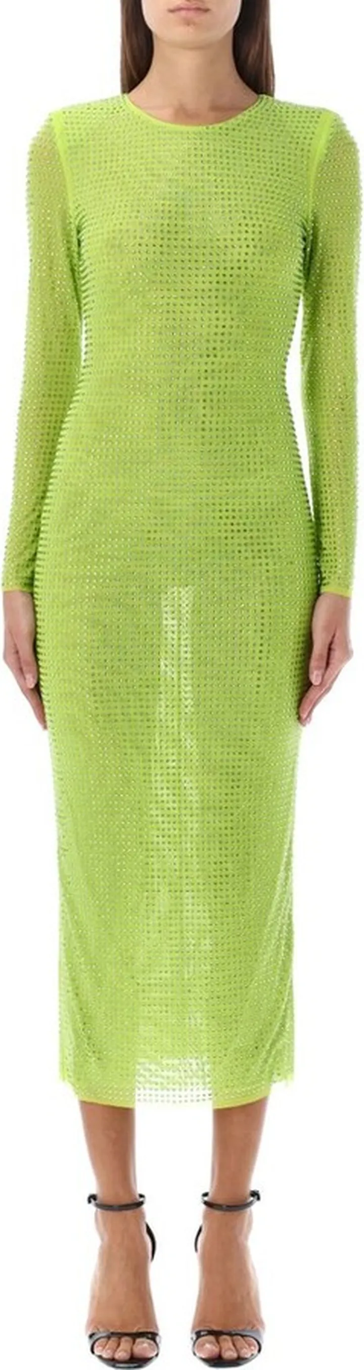 Self-Portrait Hot Fix Long-Sleeved Midi Dress