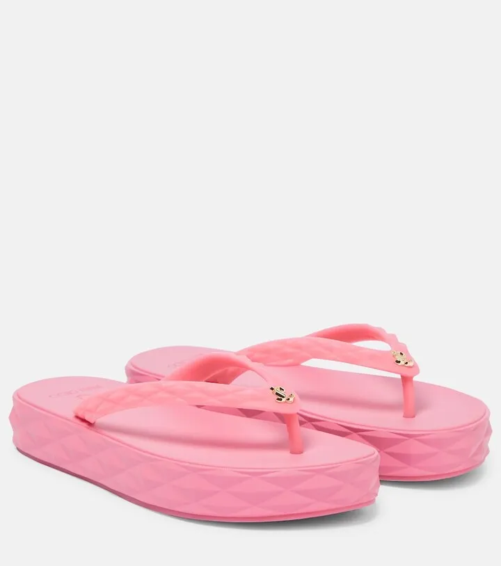 Diamond logo platform thong sandals