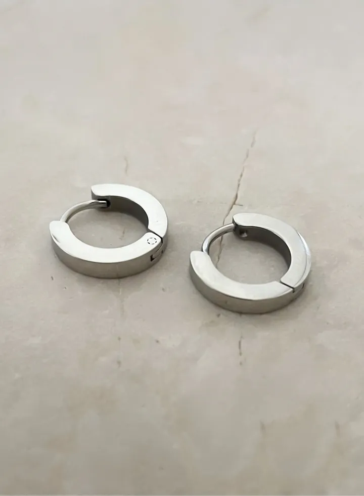 Bold Huggies Earrings- Silver