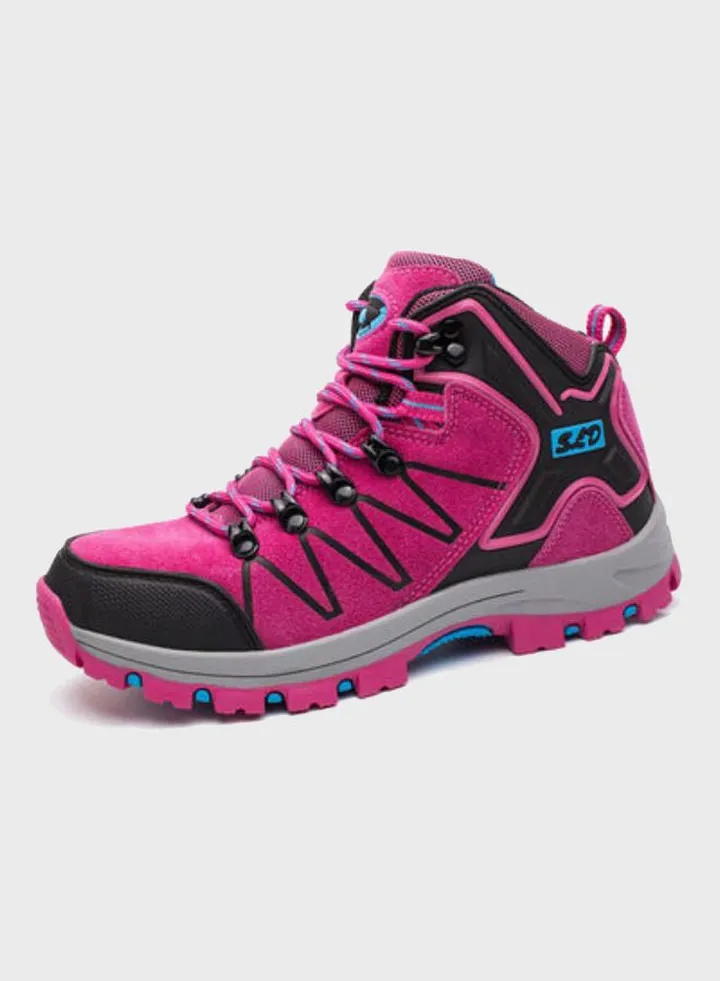Outdoor Lace-Up Hiking Shoes Pink/Black