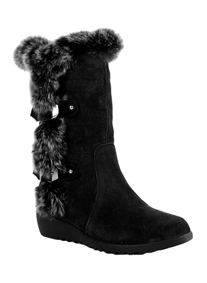 Anti-Slip Fur Casual Boot Black