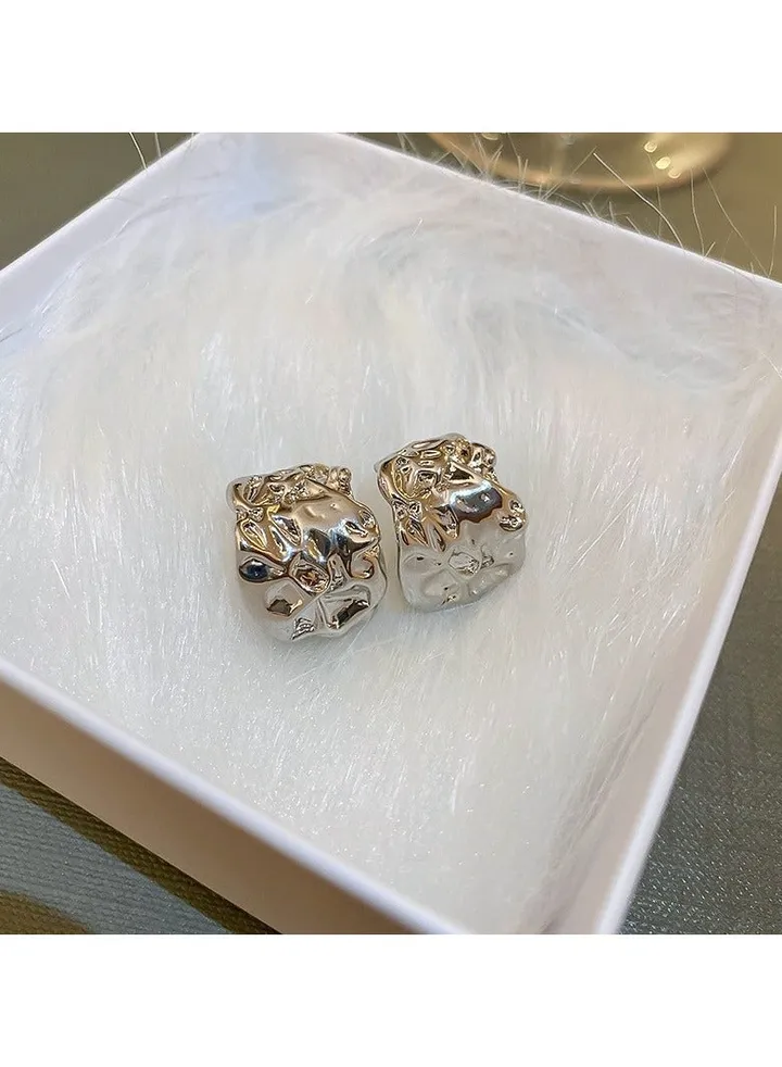 Silver Pleated Fashion Earrings