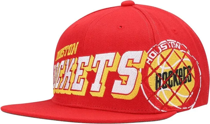 Men's Mitchell & Ness Red Houston Rockets Cooperstown Collection The Grid Snapback Hat