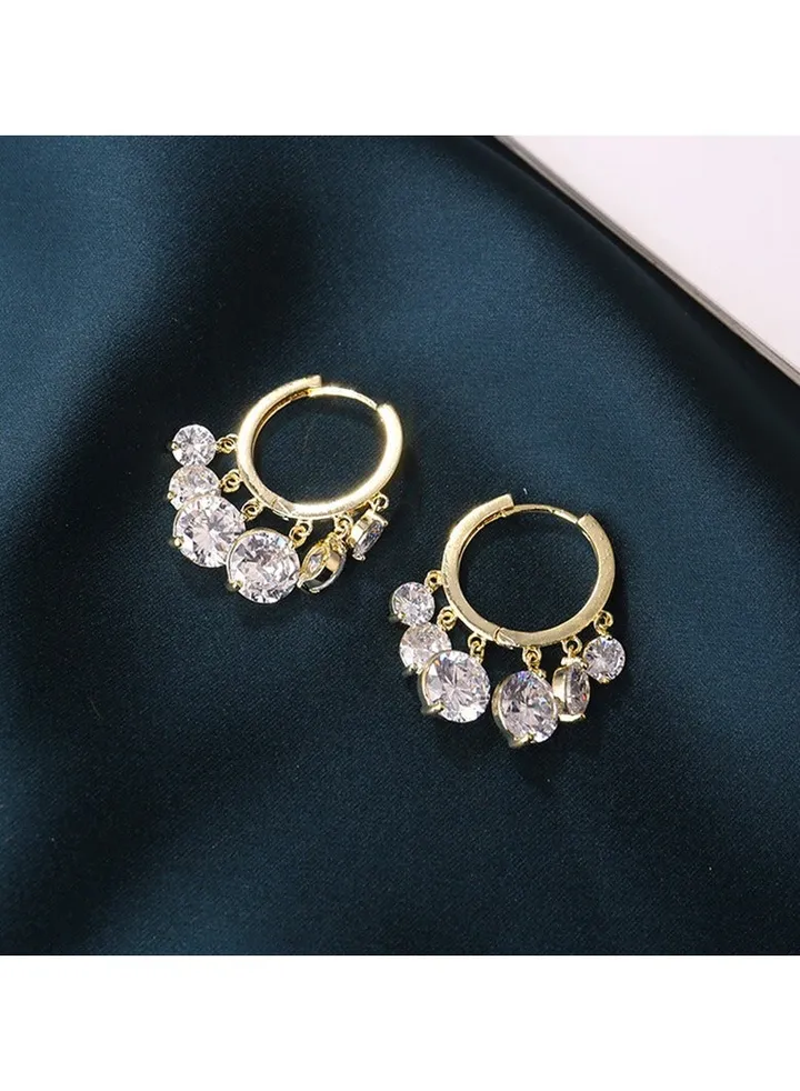 Golden Zirconia Stud Earrings