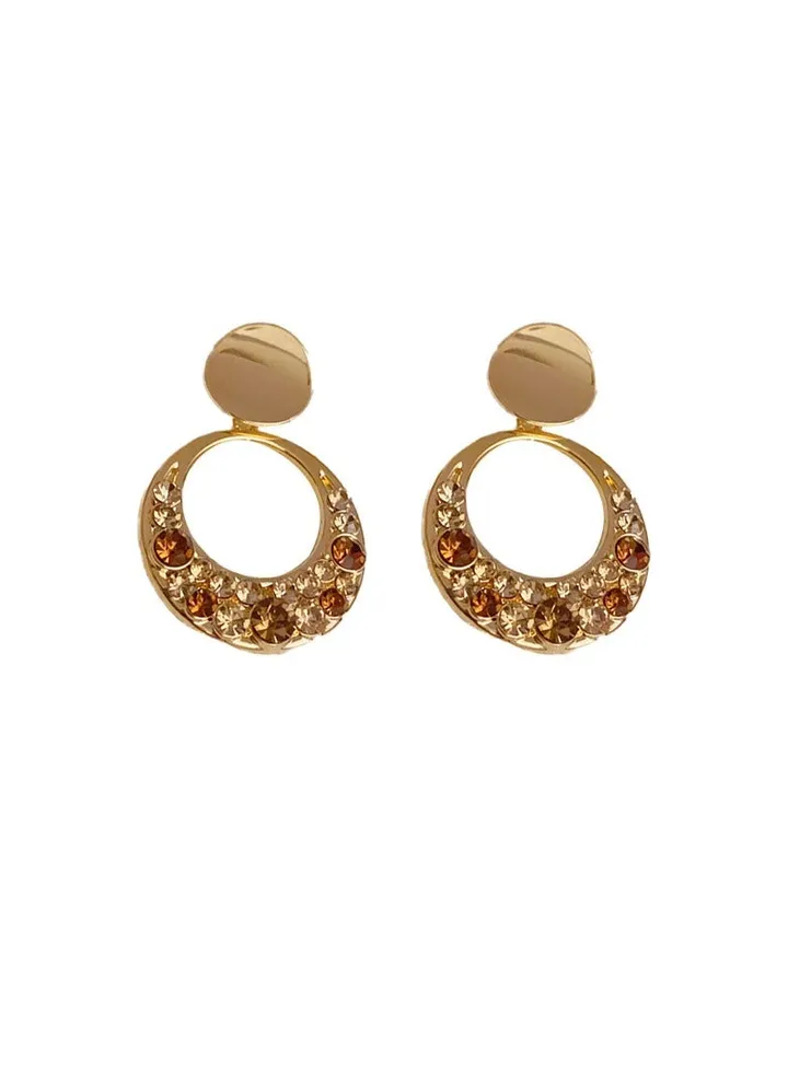 Women's Light Luxury Fashion Full Diamond Geometric Round Earrings
