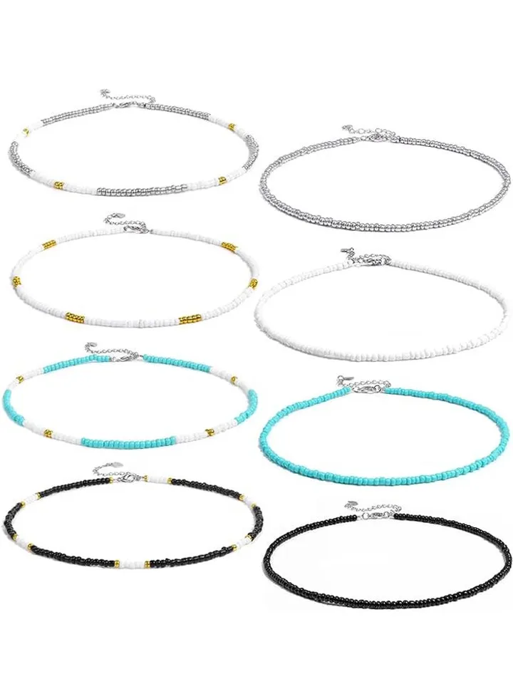 8 Pieces Choker Necklace Set Handmade for Women and Girls