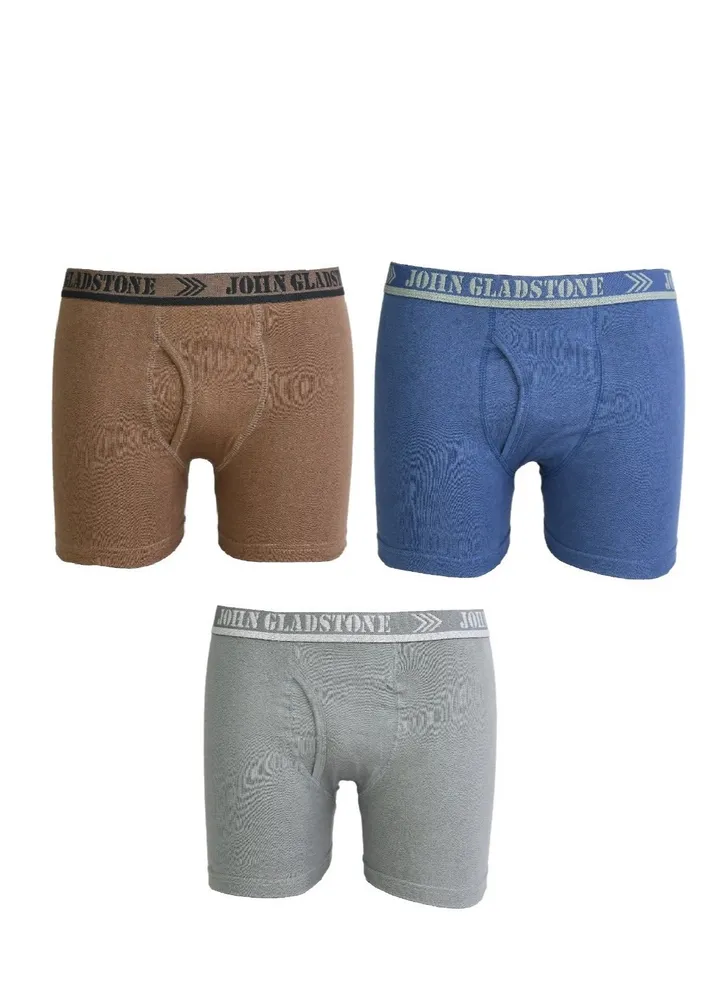 John Gladstone Men's Cotton Outer Elastic Boxer - 3 Pack