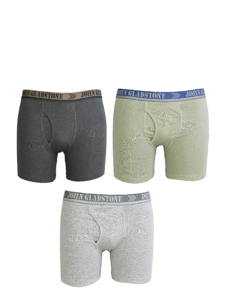 John Gladstone Men's Cotton Outer Elastic Boxer - 3 Pack