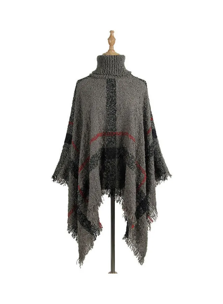 Tartan Tassel Scarf Wrap Gray