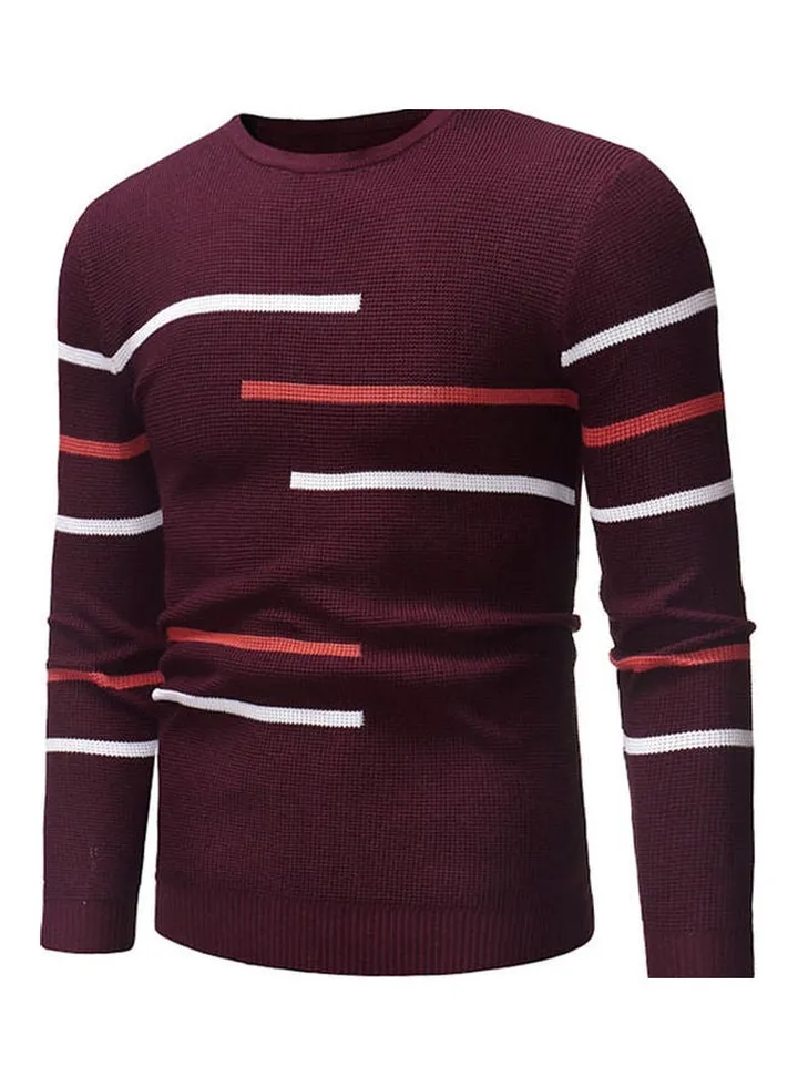 Casual Crew Neck Sweater Red