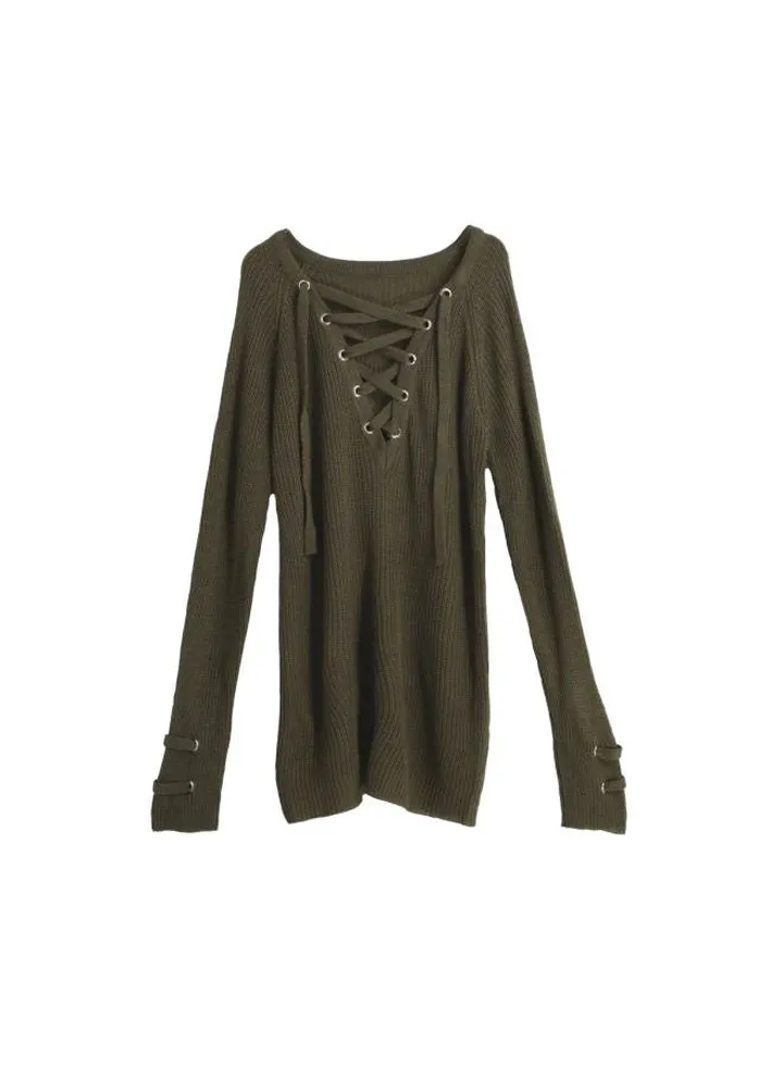Full Sleeves Pullover Dress Green