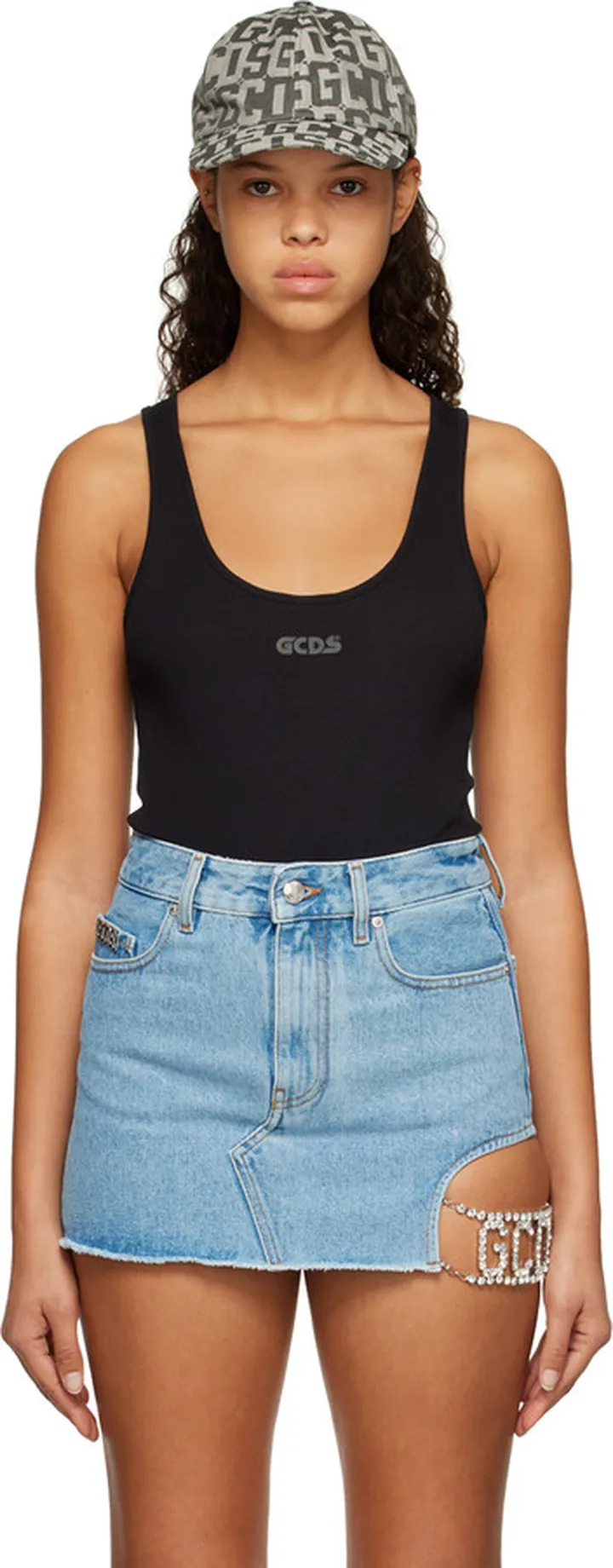 GCDS Black Scoop Neck Bodysuit