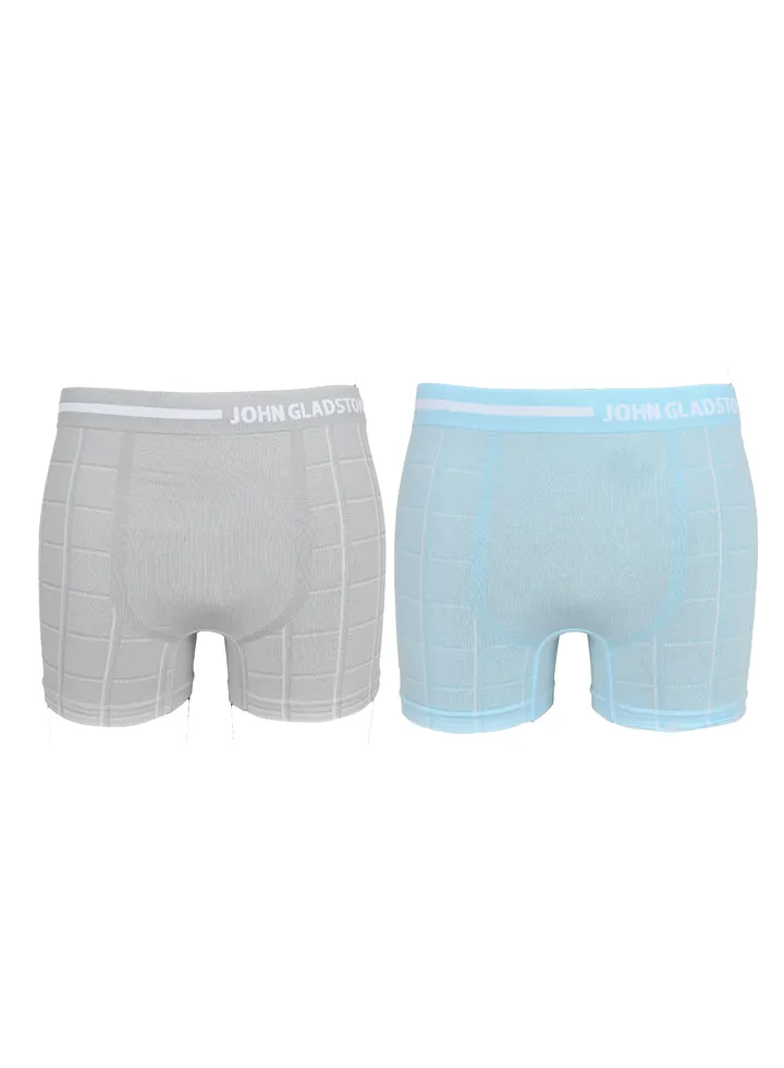 John Gladstone Mens Premium Seamless Checkered Boxer 2 Pcs Pack