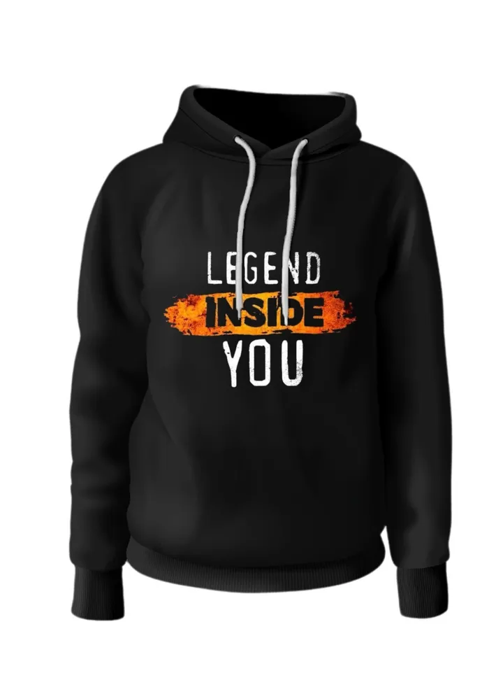 Black cotton pullover with a print of "LEGEND INSIDE YOU" design