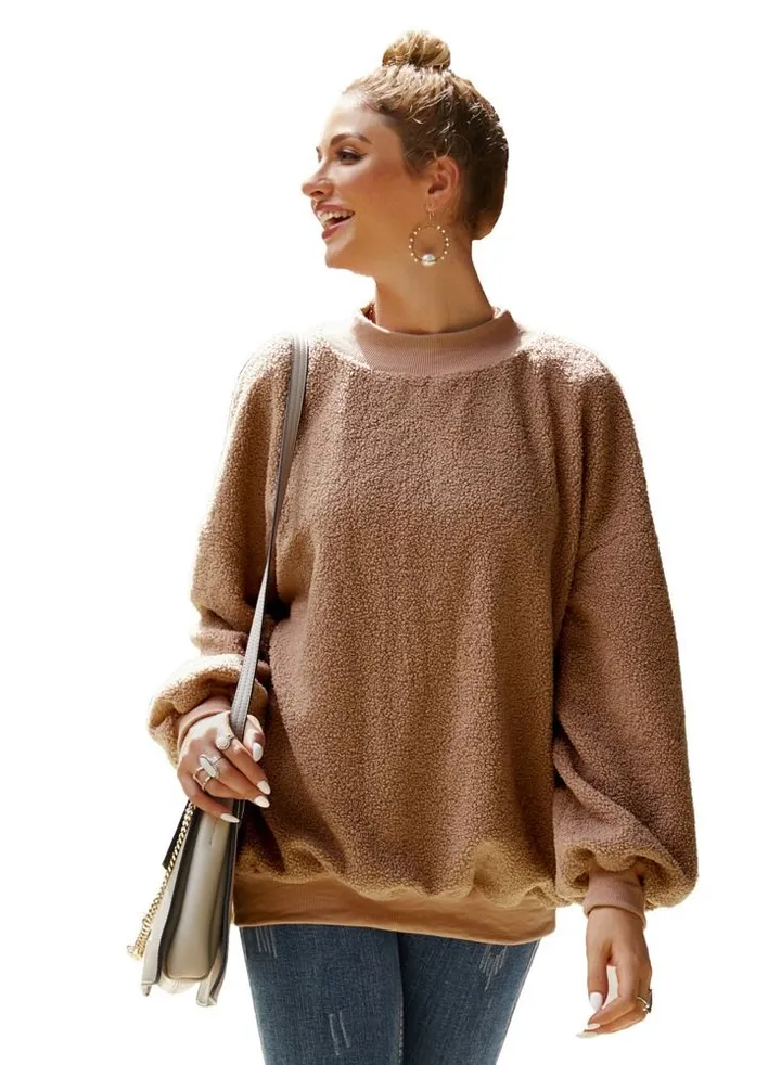 Plush Long Sleeve Teddy Velvet Pullover