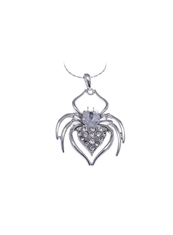 Crystal Studded Spider Pendant Necklace
