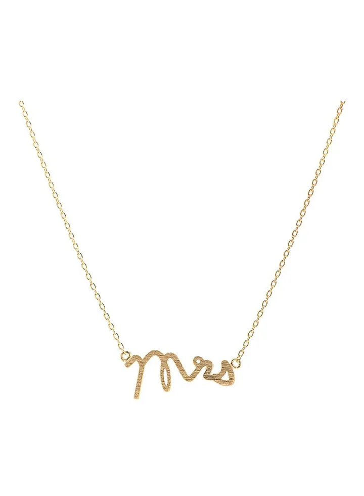Handmade Brush Metal Mrs Script Necklace