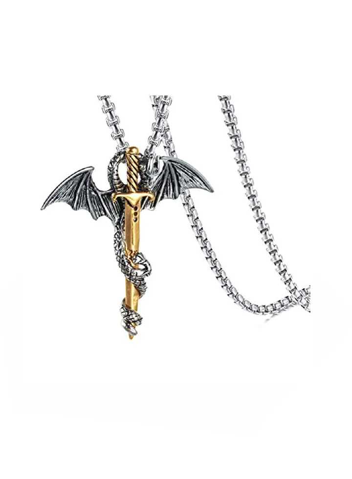 Stainless Steel Dragon Pendant Necklace