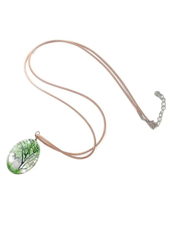 Crystal Dried Flower Pendant Necklace