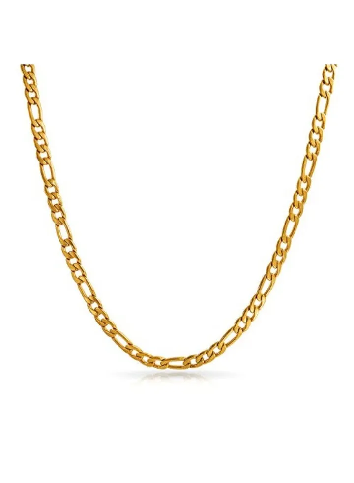 Gold Plated Stainless Steel Figaro Chain Necklace