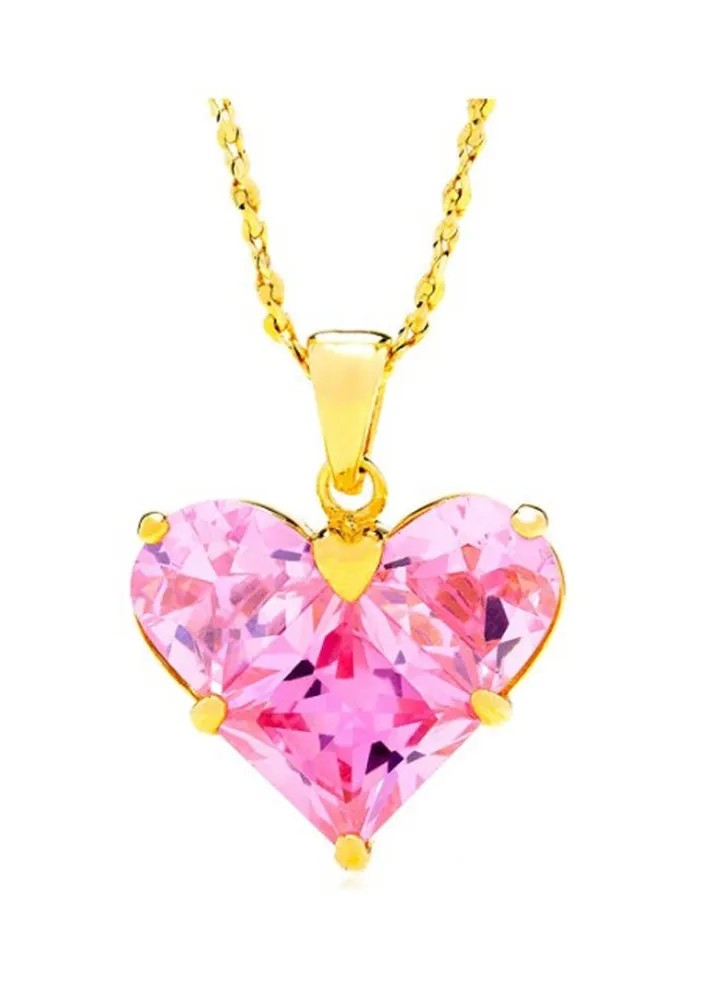 Gold Plated Bronze Heart Shaped Pendant Necklace