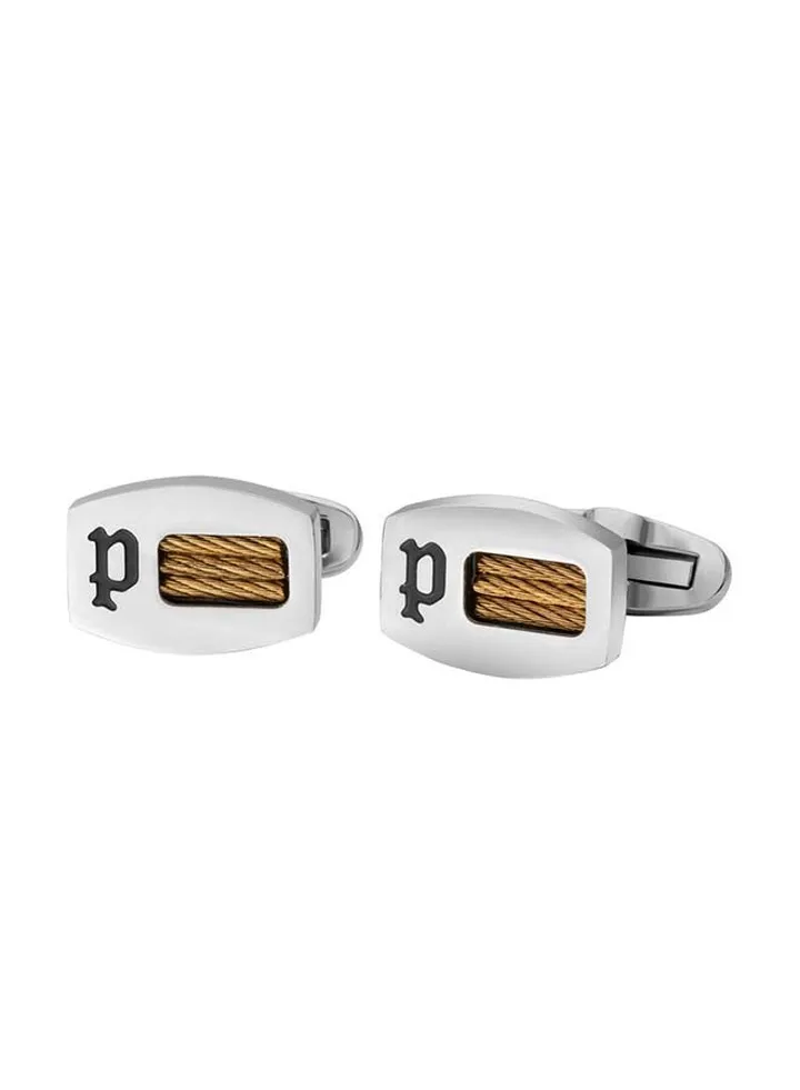 Men's Police Rope Silver Cufflinks