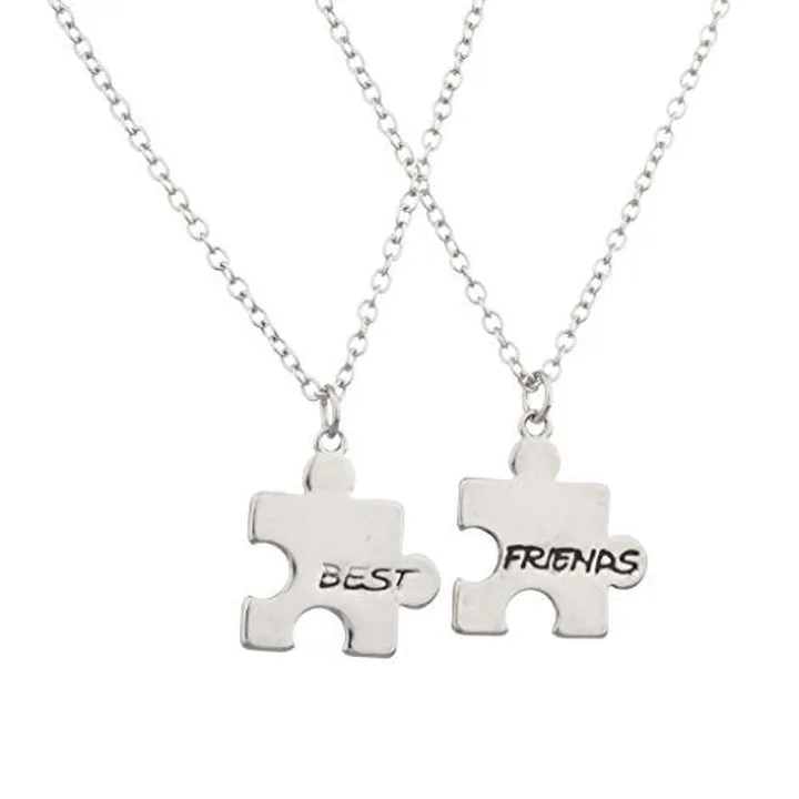 Brass Puzzle Best Friends Pendant Necklace
