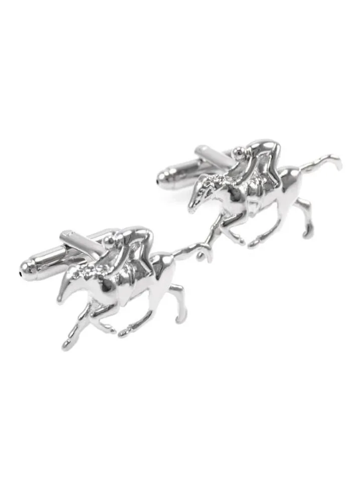 Silver Horse Race Statue Cufflinks