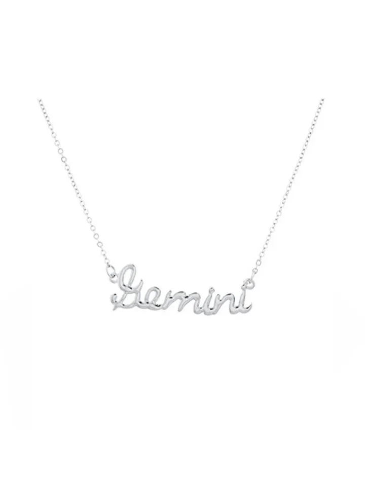 Silver Tone Brass Zodiac Pendant Necklace