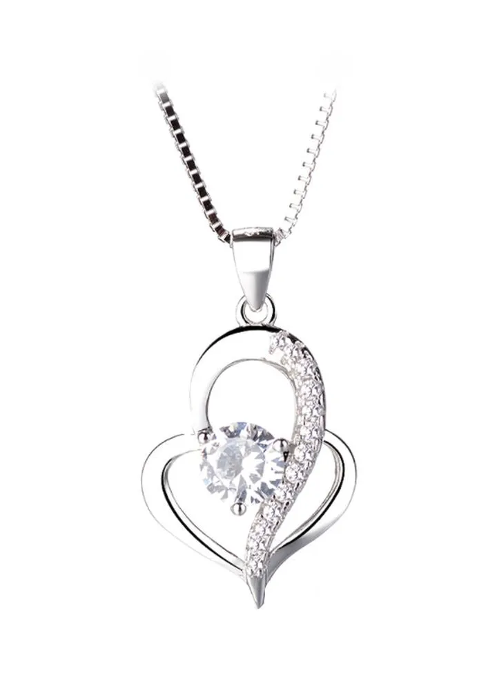 925 Sterling Silver Zircon And Diamond Studded Necklace