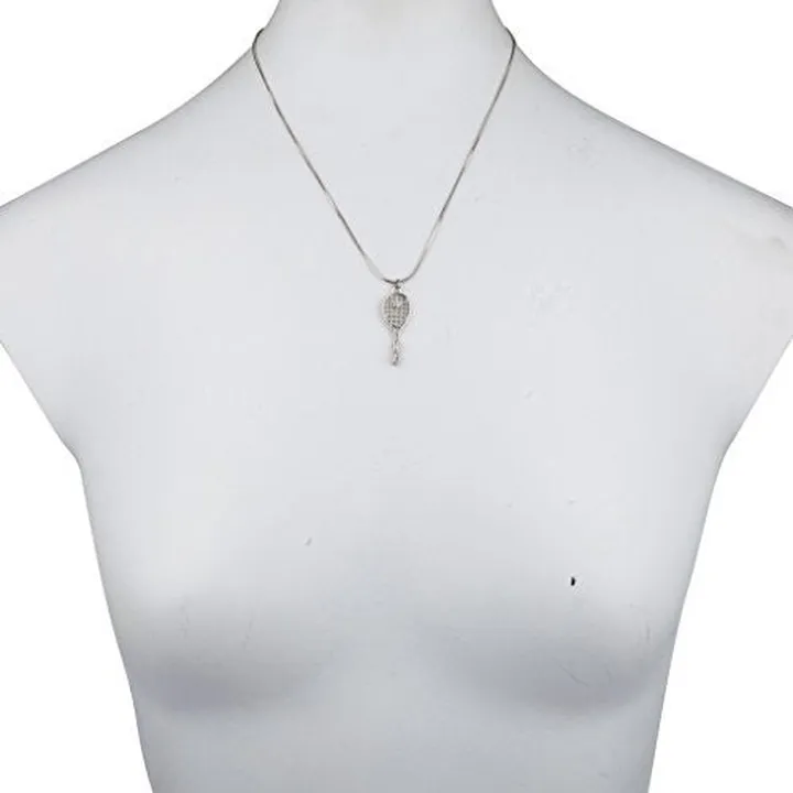 Brass Tennis Racket Pendant Necklace