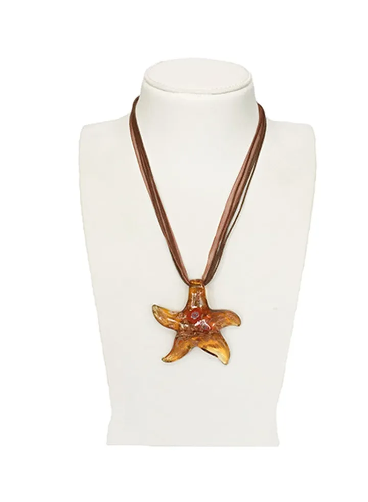 Murano Starfish Lampwork Pendant Necklace