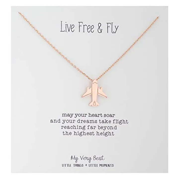 Brass Live Free And Fly Pendant Necklace