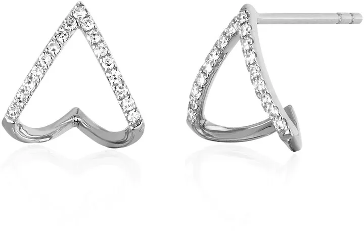 Diamond Chevron Huggie Earrings