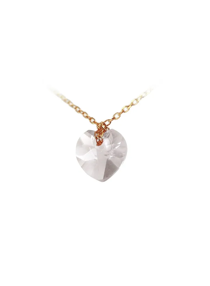 18K Rose Gold 7mm Heart Cut Genuine Rose Quartz Necklace