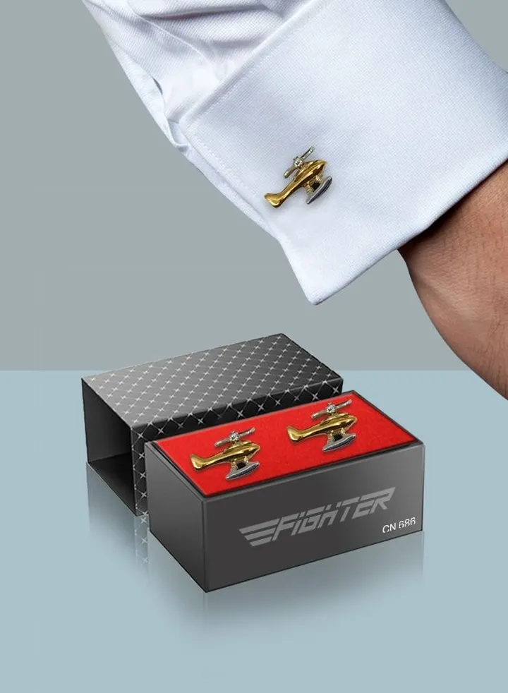 Helicopter Gold Silver Prop Cufflinks