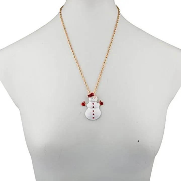 Brass Snowman Christmas Pendant Necklace