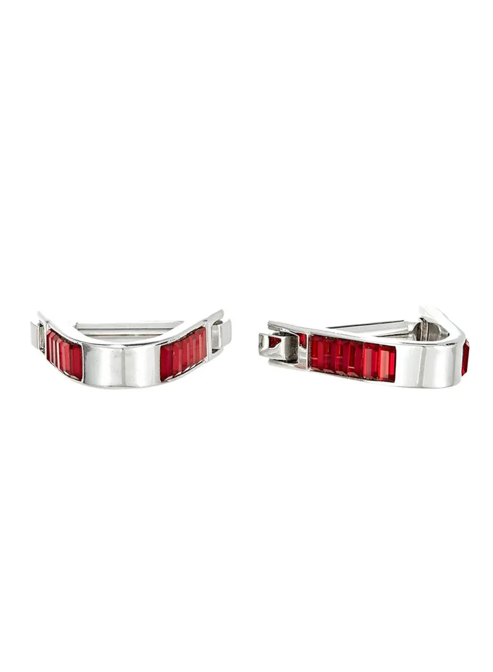 Stainless Steel Cufflinks V8177M Silver/Red