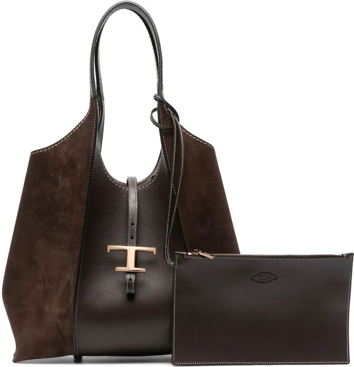 T suede shopping tote