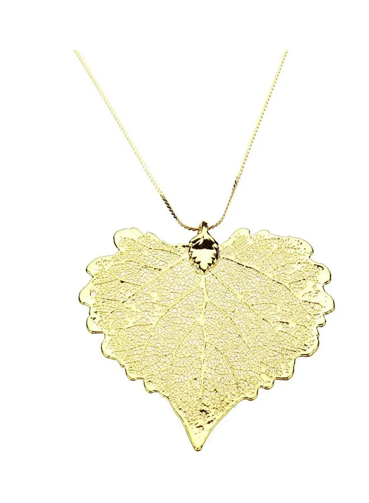 Cottonwood Leaf Pendant Serpentine Chain Necklace