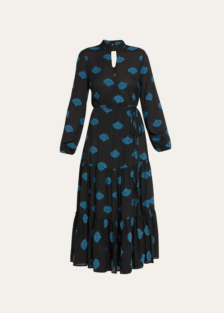 Eugenie Keyhole Jacquard Midi Dress