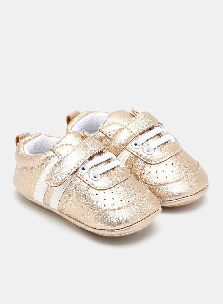 Kids Perforated Low Top Sneakers Gold