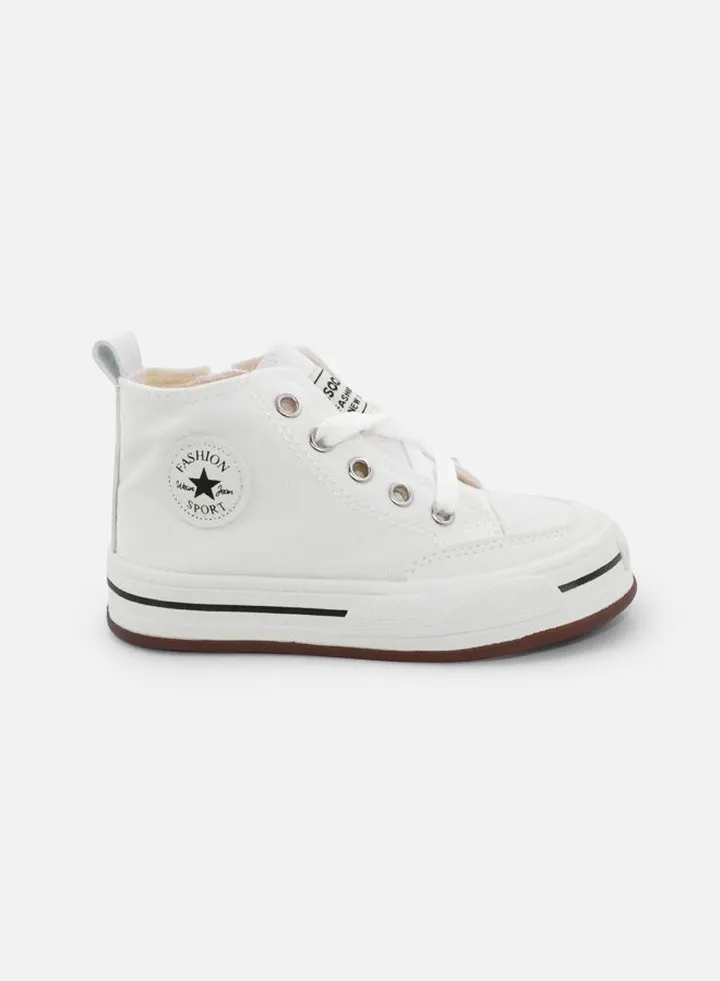 Children's Canvas Shoes Children's Unisex Casual High Top Canvas Sneakers - White