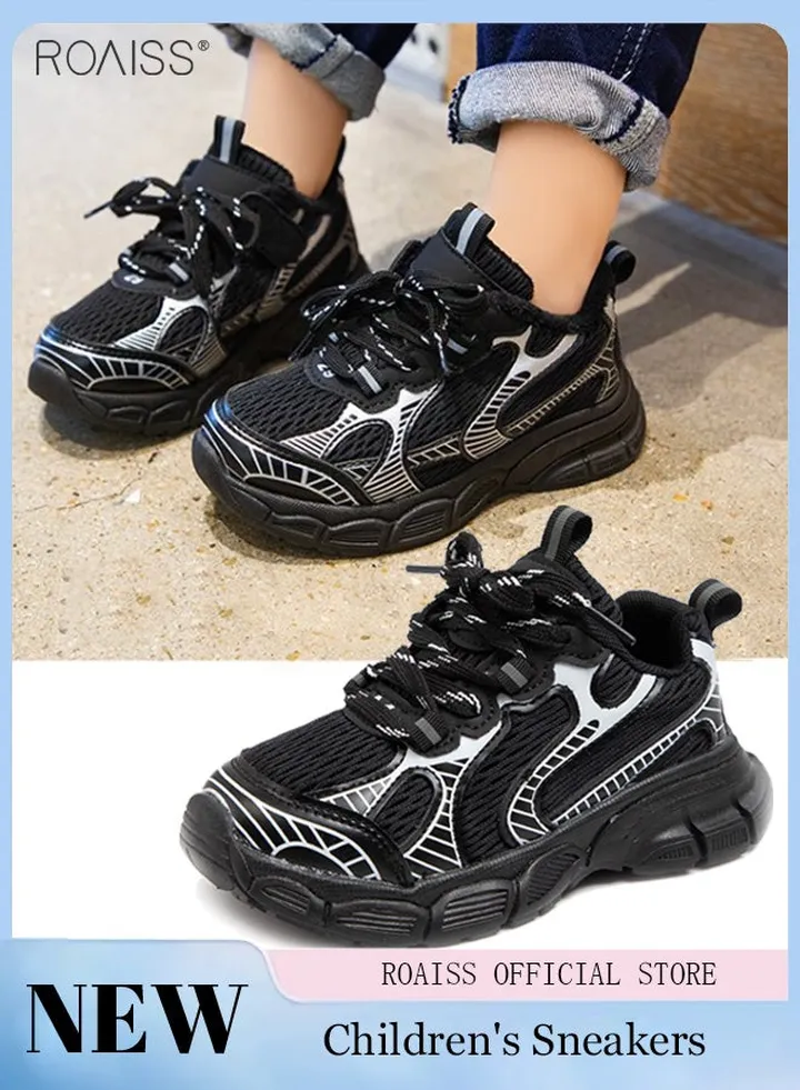 Stitched Contrasting Thick-Soled Sneakers For Children'S Daily Outdoor Activities Non-Slip Casual Shoes, Breathable And Versatile Casual Shoes